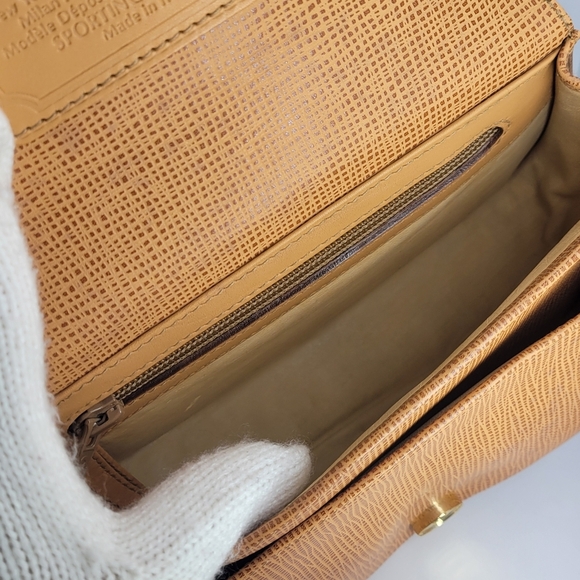 HUNTING WORLD Shoulder Bag Tan Tone Japan Made in Italy "No strap" Excellent - Picture 5 of 14